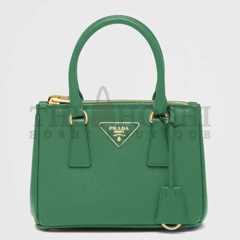 Pra*a Mini Galleria Bag In Green Saffiano Leather Master Quality