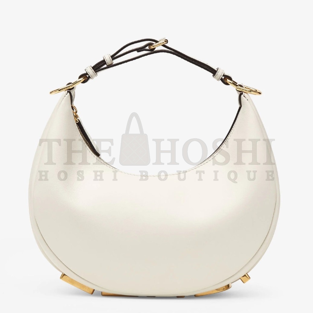 F**di F**digraphy Small Hobo Bag In White Leather Master Quality