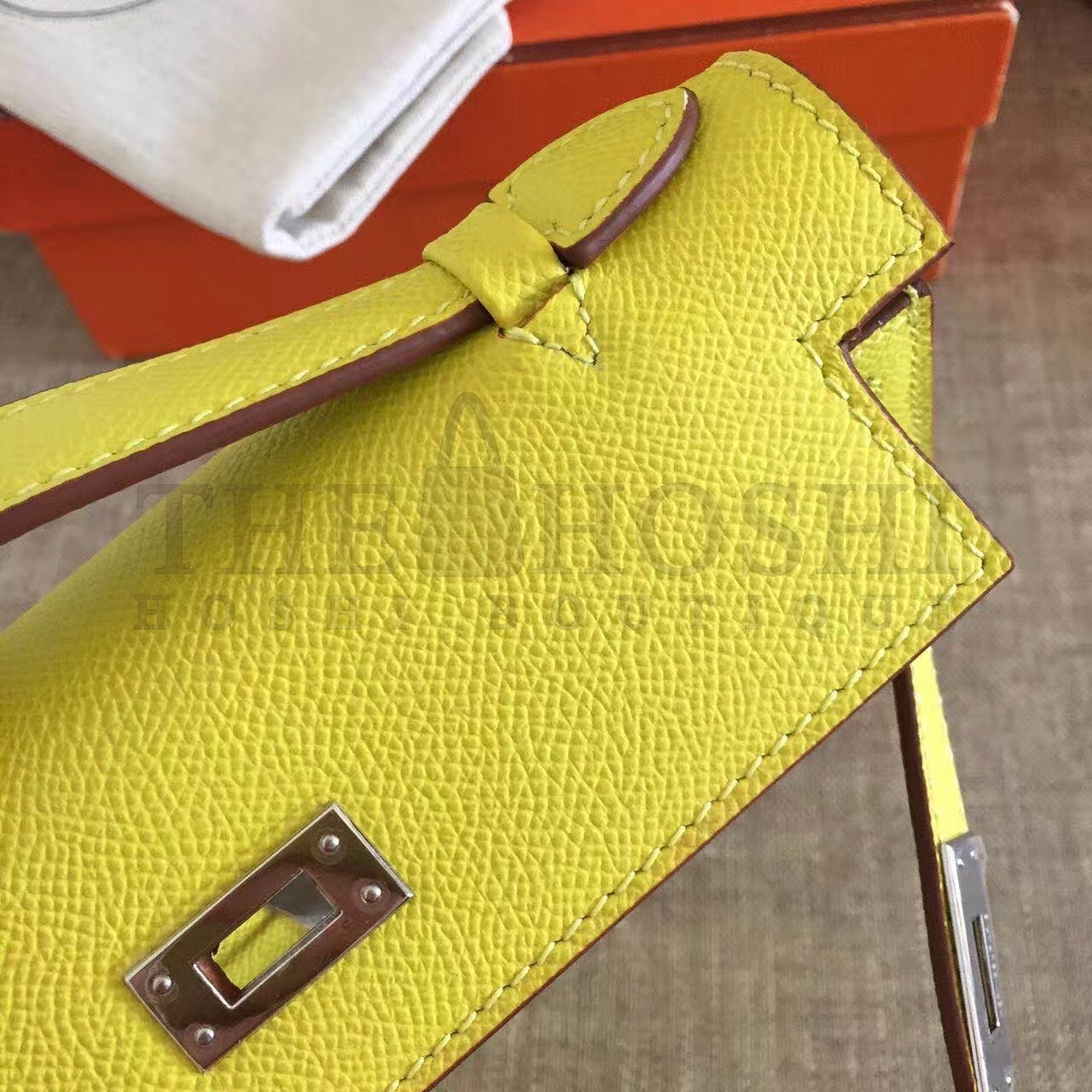 H**me5 Yellow Kelly Pochette Epsom Handmade Bag Master Quality