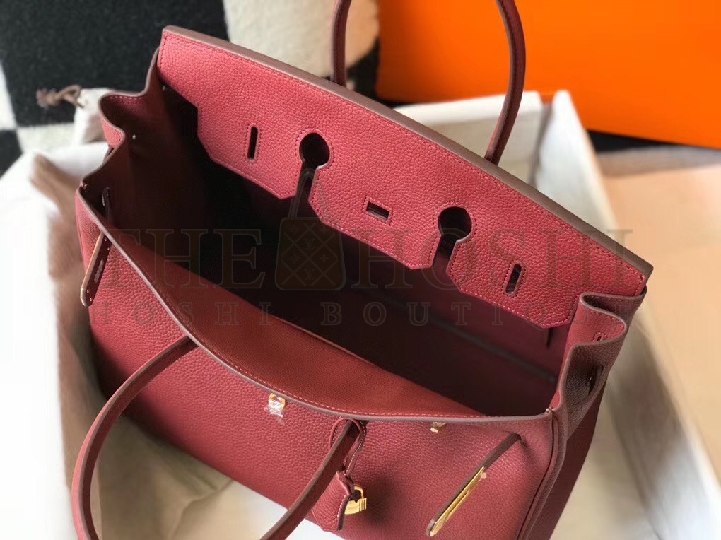 H**me5 Birkin 35 Bag in Ruby Clemence Leather with GHW Master Quality