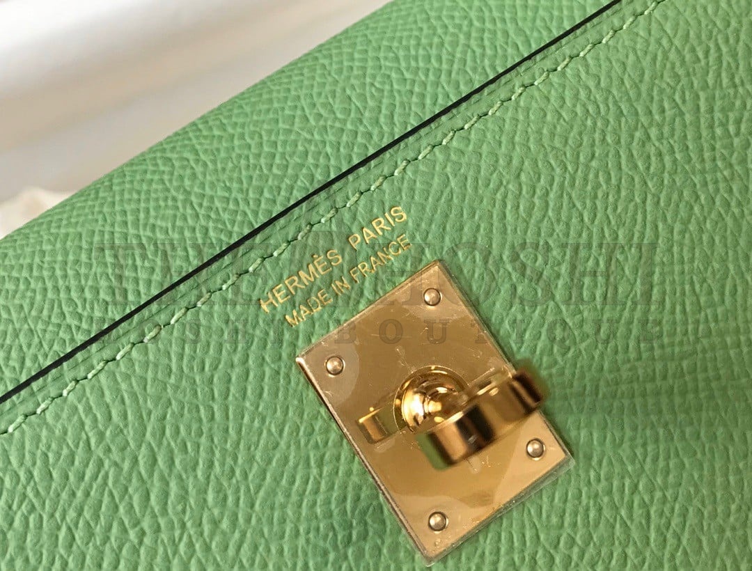 H**me5 Kelly Mini II Sellier Bag In Vert Criquet Epsom Leather GHW Master Quality