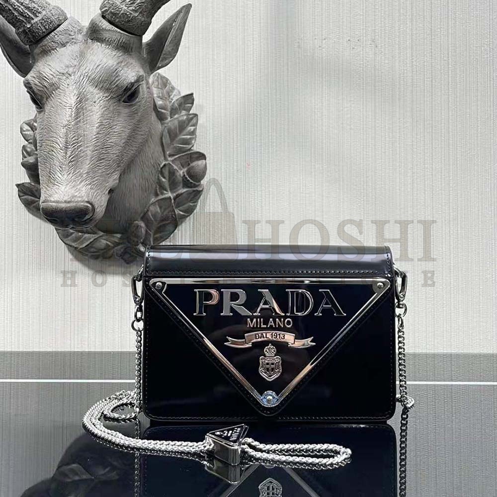 Pra*a Women Brushed Leather Shoulder Bag-Black Master Quality