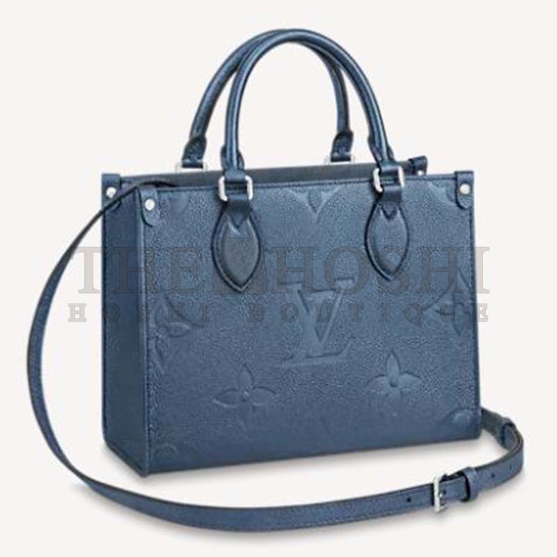 L0vis Vvtt0n LV Women OnTheGo PM Tote Navy Nacre Embossed Grained Cowhide Leather Master Quality