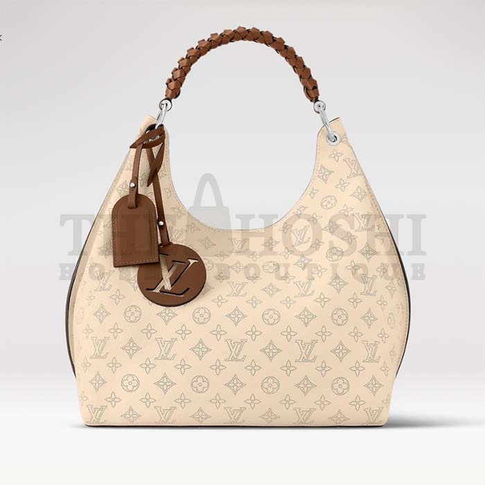 L0vis Vvtt0n LV Women Carmel Hobo Bag Crème Beige Mahina Perforated Calf Leather Master Quality
