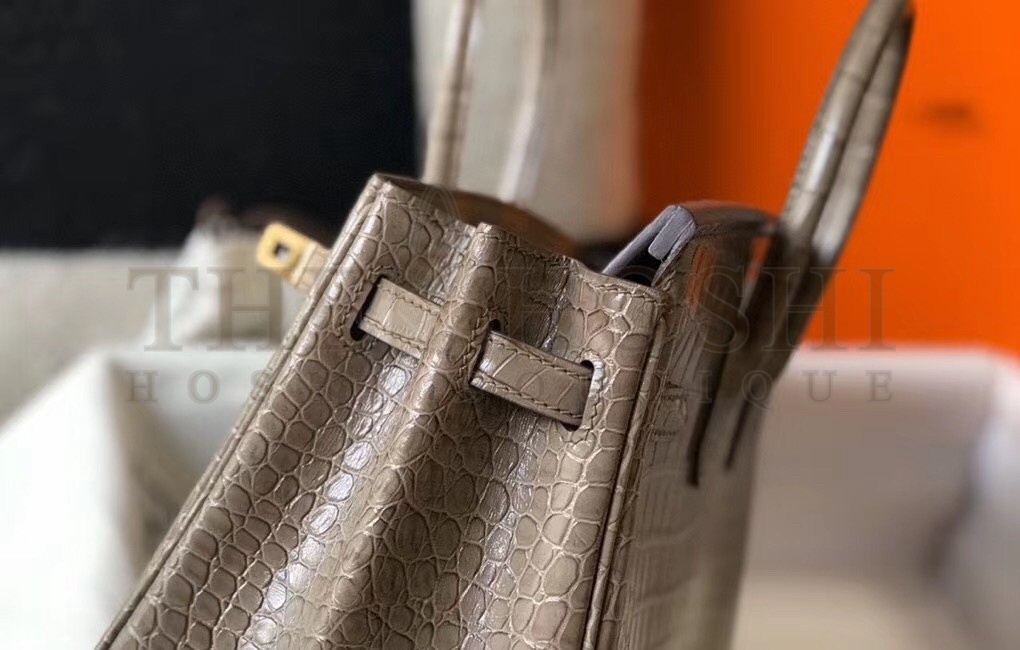 H**me5 Birkin 25cm Bag In Taupe Embossed Crocodile Leather Master Quality