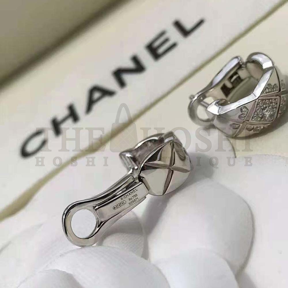 Ch**el Women Coco Crush Earrings in 18K White Gold Master Quality