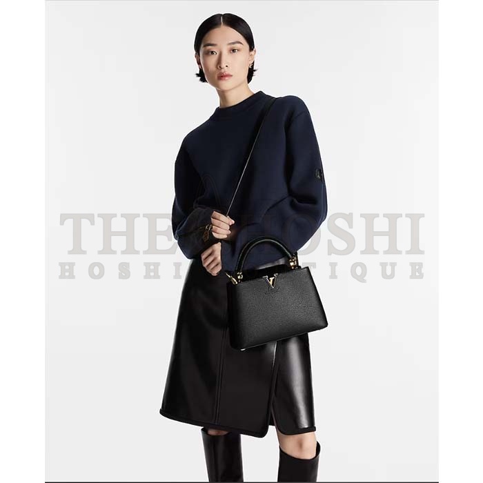 L0vis Vvtt0n LV Women Capucines BB Handbag Black Taurillon Cowhide Leather Gold-Color Hardware Master Quality