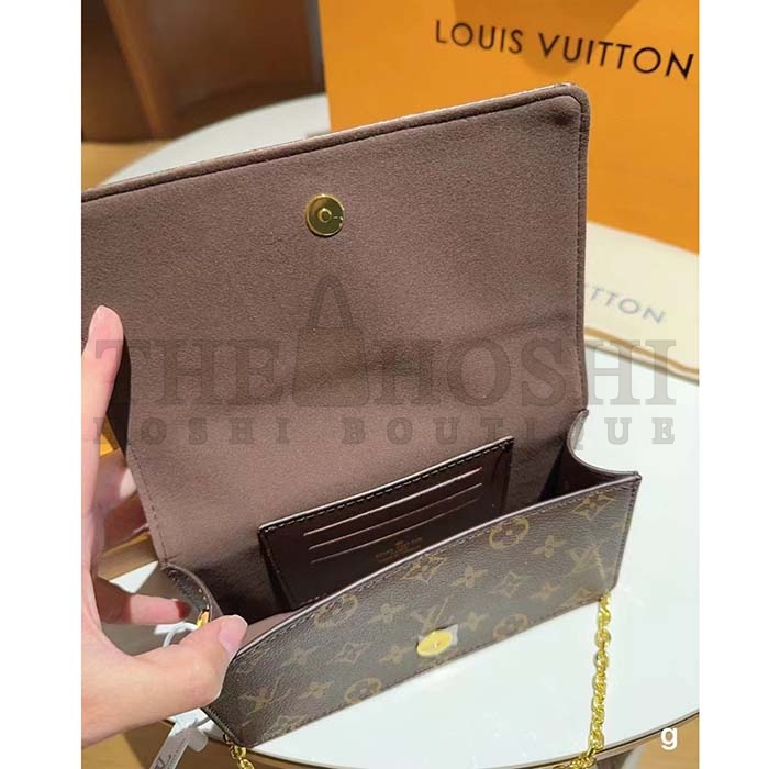 L0vis Vvtt0n LV Women Wallet On Chain Lily Monogram Coated Canvas Flap Closure Master Quality