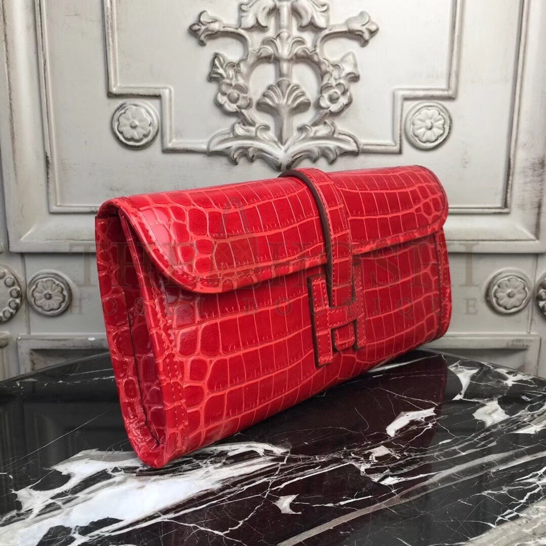 H**me5 Jige Elan 29 Clutch In Red Crocodile Leather Master Quality