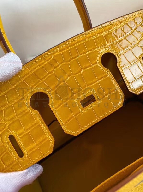 H**me5 Yellow Touch Birkin 30cm Bag Shiny Niloticus Crocodile Skin Master Quality