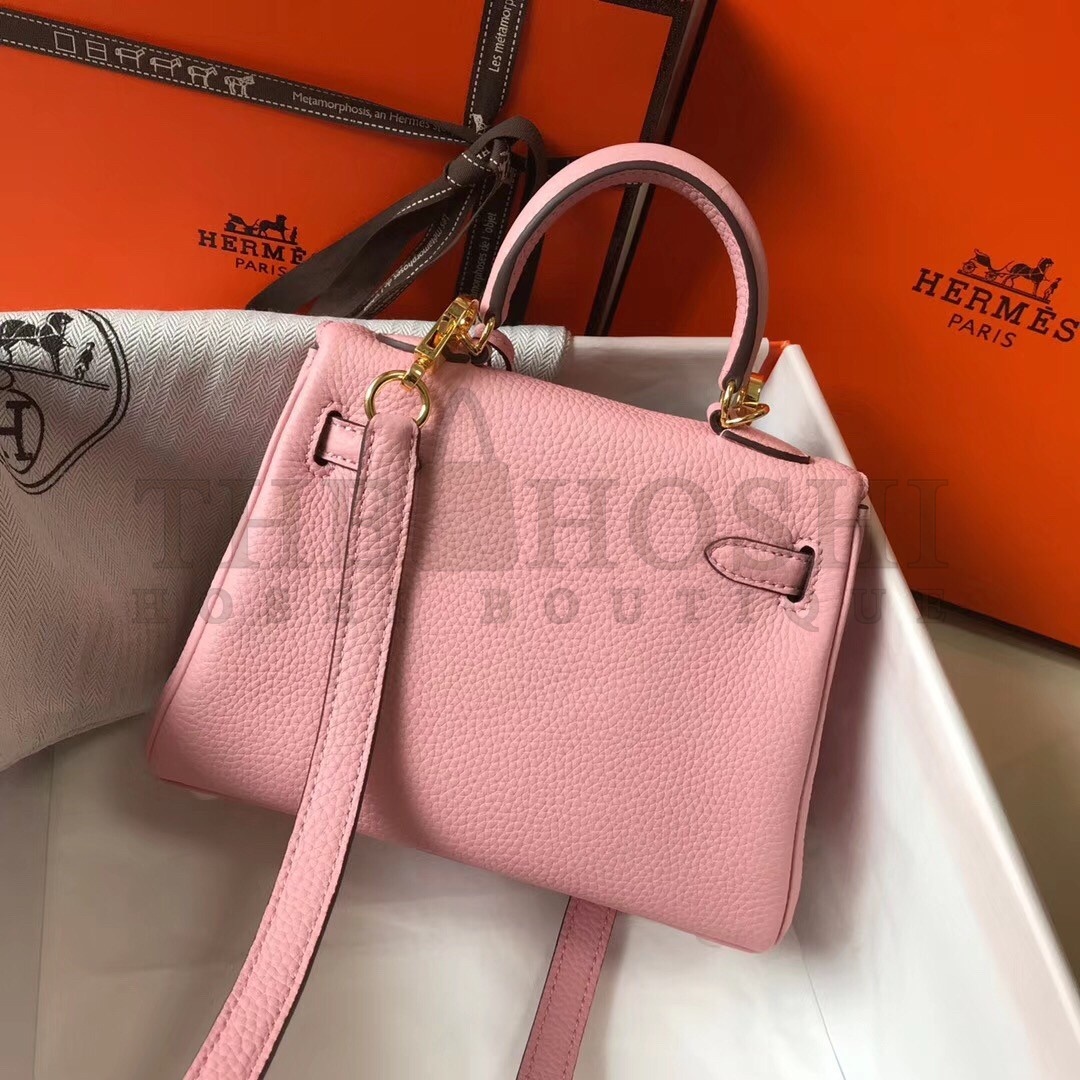 H**me5 Mini Kelly 20cm Bag In Pink Clemence Leather Master Quality