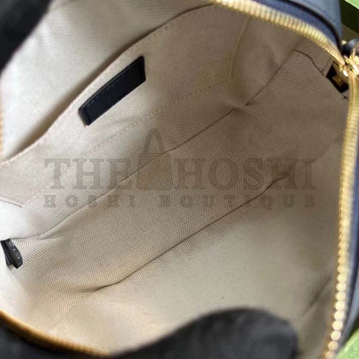 Gvc*1 Women GG Blondie Small Shoulder Bag Blue Navy Leather Round Interlocking G Master Quality