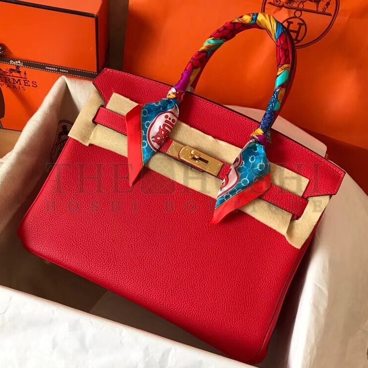 H**me5 Red Birkin 30cm Clemence Handmade Bag Master Quality