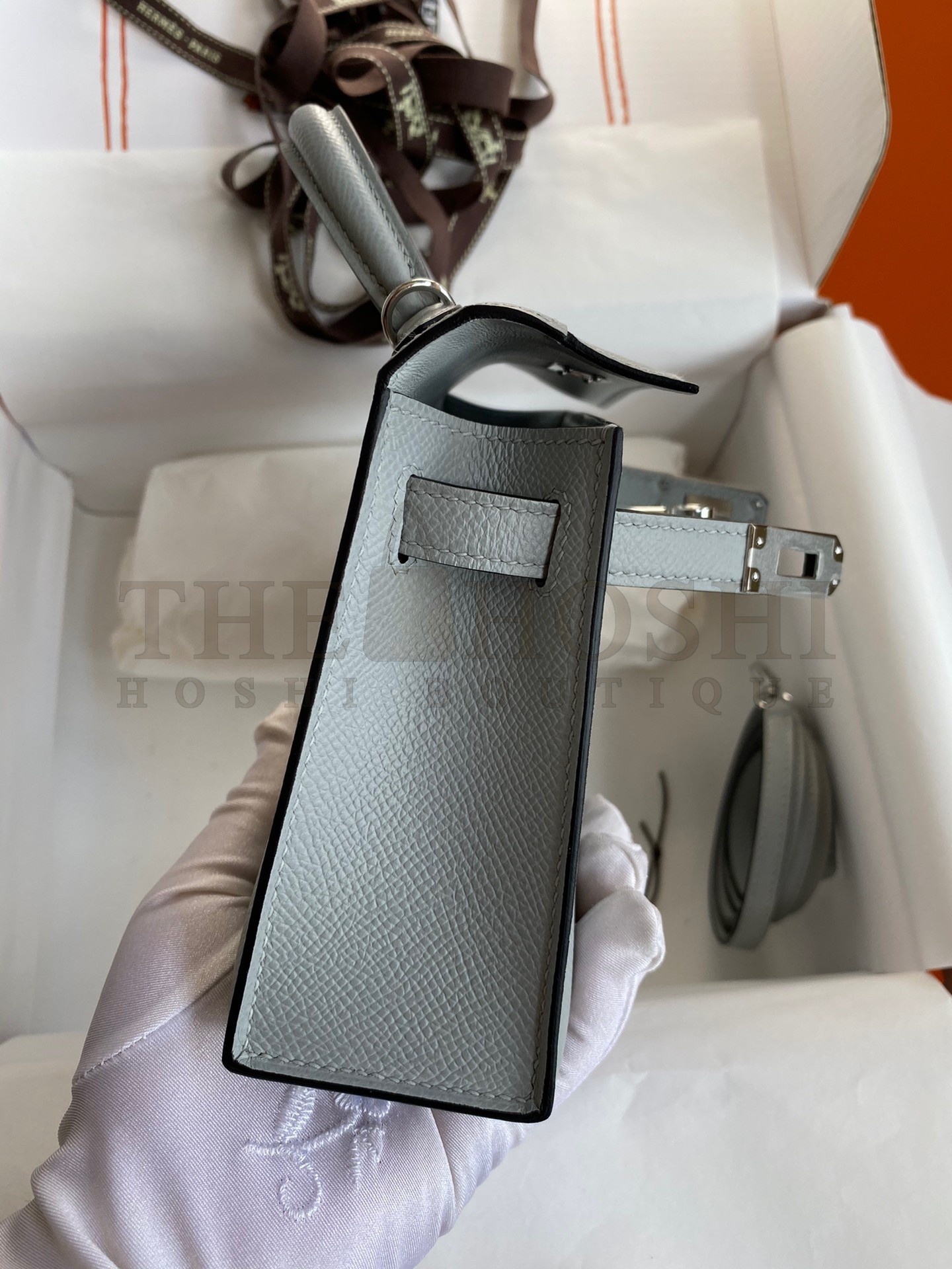 H**me5 Kelly Mini II Sellier Handmade Bag In Blue Glacier Epsom Calfskin Master Quality