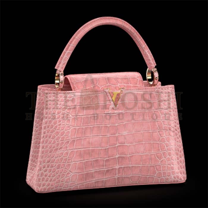 L0vis Vvtt0n LV Women Capucines MM Handbag Pink Crocodilien Brillant Savoir Faire Master Quality