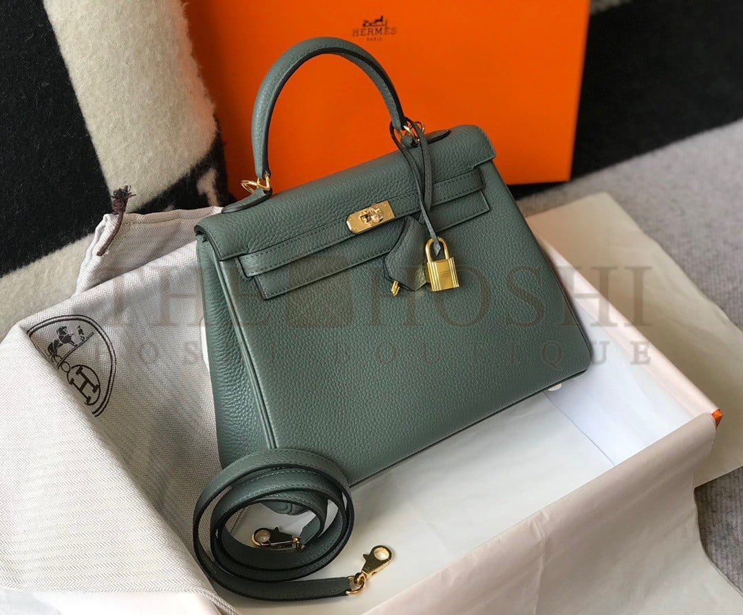 H**me5 Kelly 25cm Retourne Bag in Vert Amande Clemence Leather GHW Master Quality