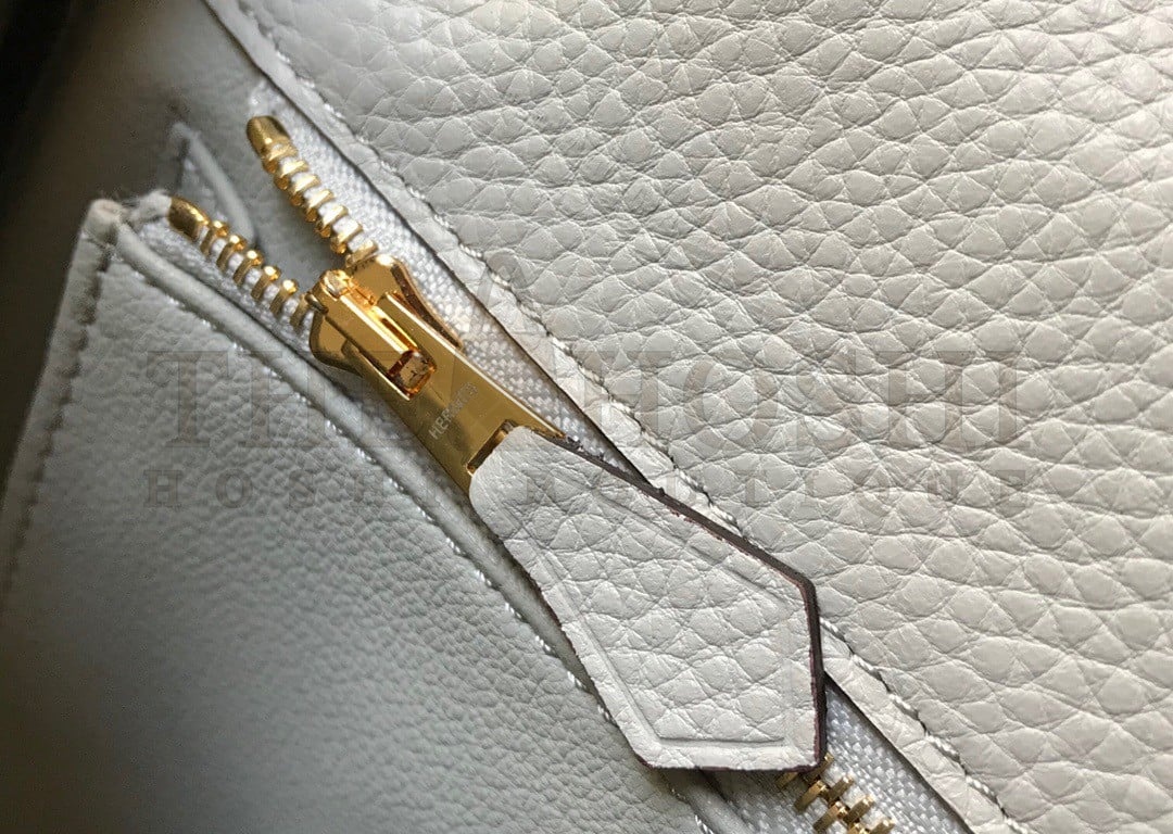 H**me5 Kelly 28cm Retourne Bag in Pearl Grey Clemence Leather GHW Master Quality