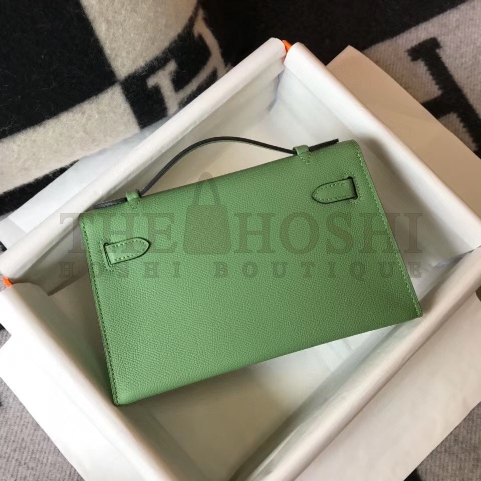 H**me5 Kelly Pochette Bag In Vert Criquet Epsom Leather Master Quality