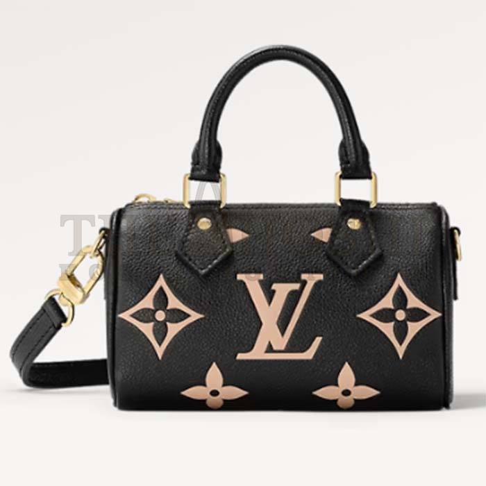 L0vis Vvtt0n LV Women Nano Speedy Bag Black Beige Monogram Empreinte Embossed S*pple Grained Cowhide Leather Master Quality