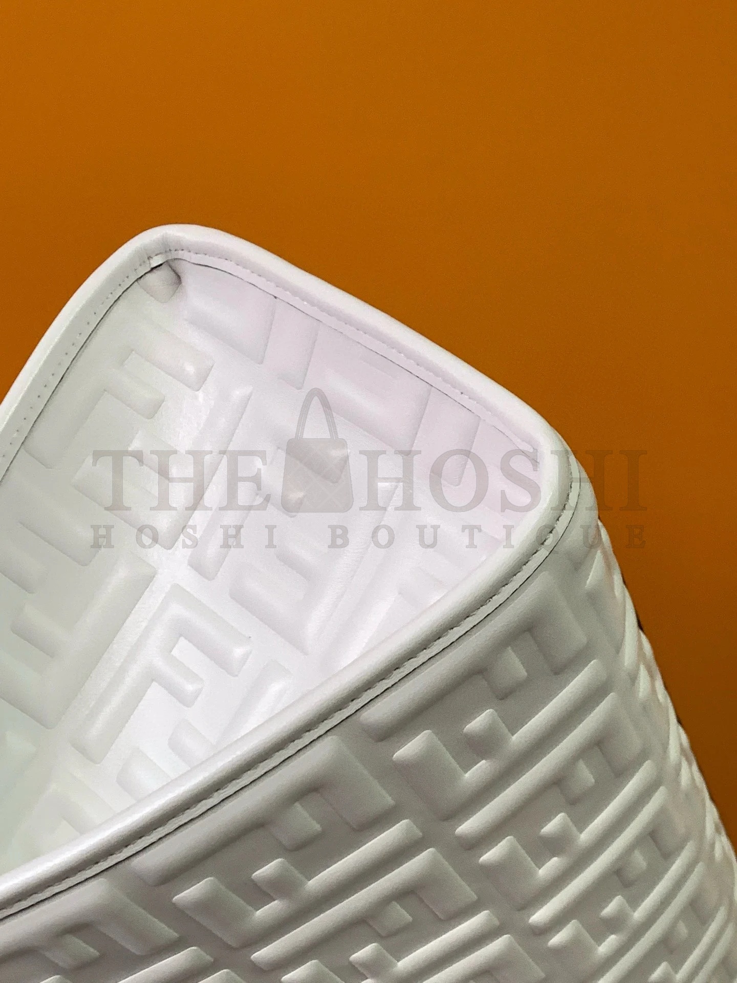 F**di Sunshine Medium Tote Bag In White FF Calfskin Master Quality