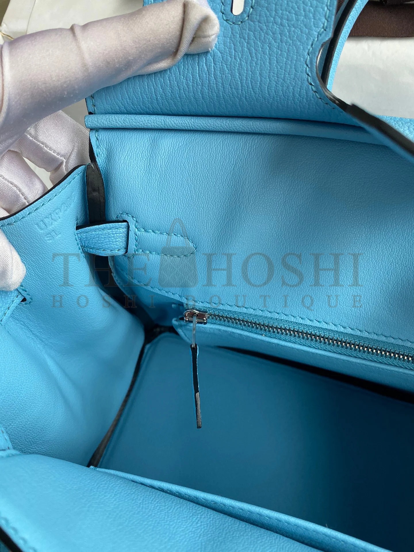 H**me5 Birkin 25 Retourne Handmade Bag In Blue Aztec Chevre Mysore Leather Master Quality