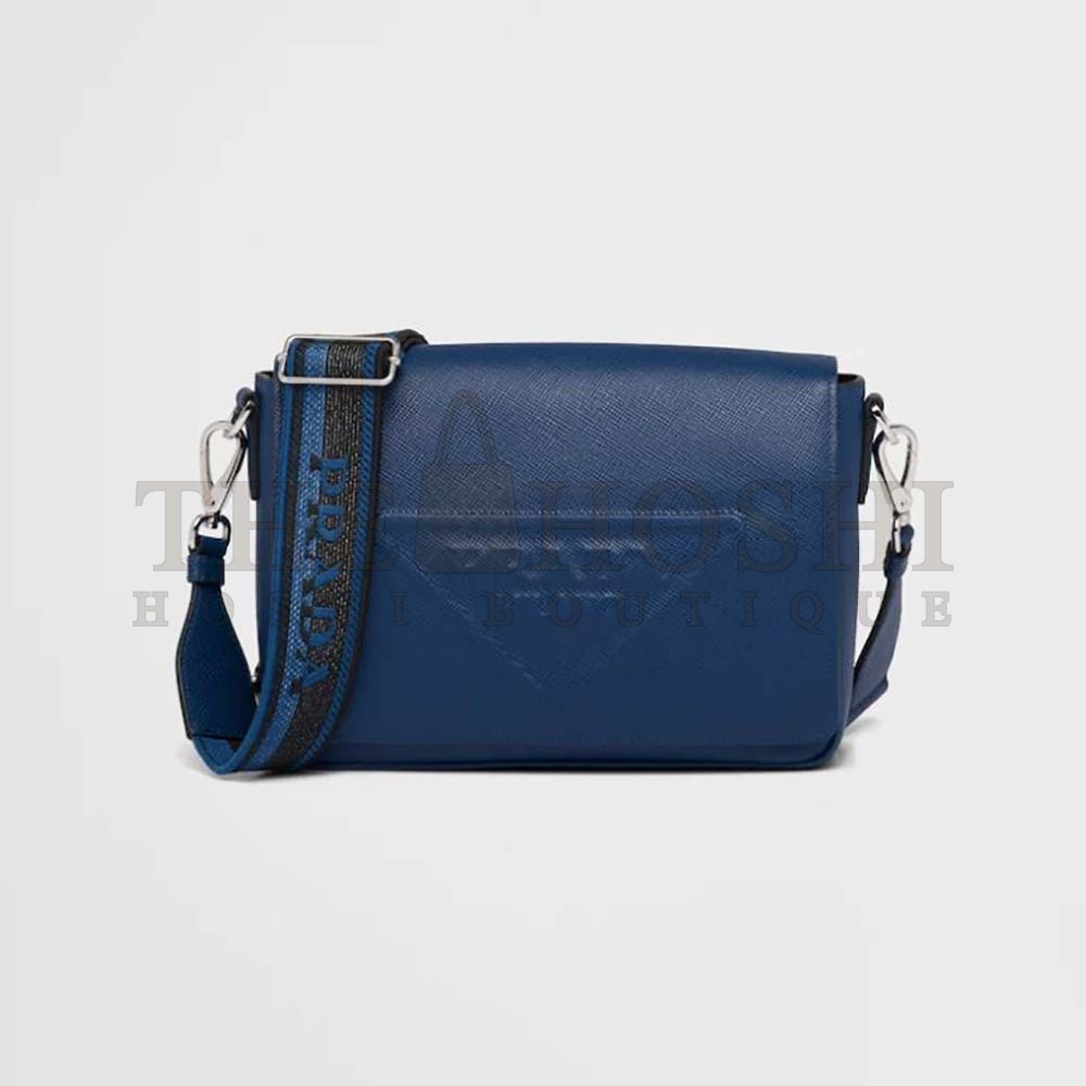 Pra*a Women Saffiano Leather Shoulder Bag with Sleek-Navy Master Quality