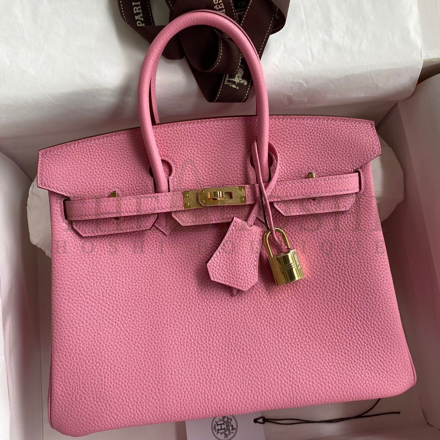 H**me5 Birkin 25 Retourne Handmade Bag In Pink Clemence Leather Master Quality