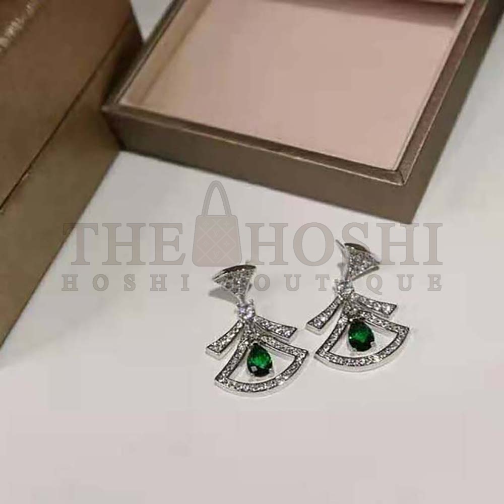 Bv1g*ai Women Divas Dream 18 KT White Gold Openwork Earrings Master Quality