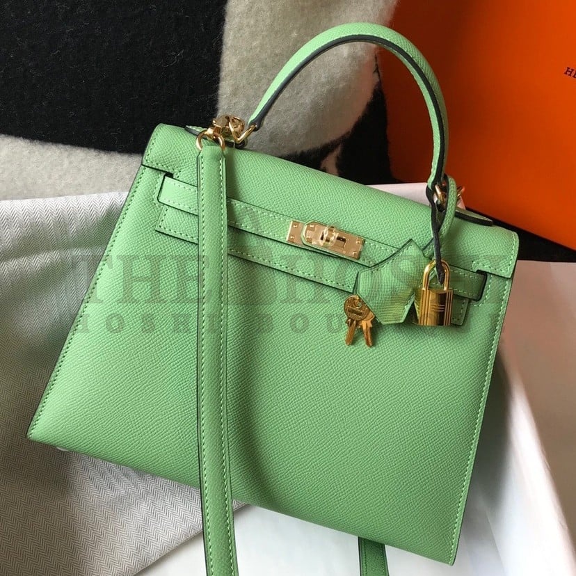 H**me5 Kelly 25cm Sellier Bag in Vert Criquet Epsom Calfskin GHW Master Quality