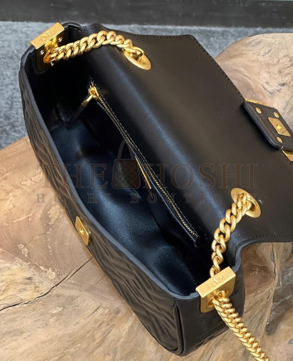 F**di Baguette Chain Midi Bag In Black Nappa Leather Master Quality