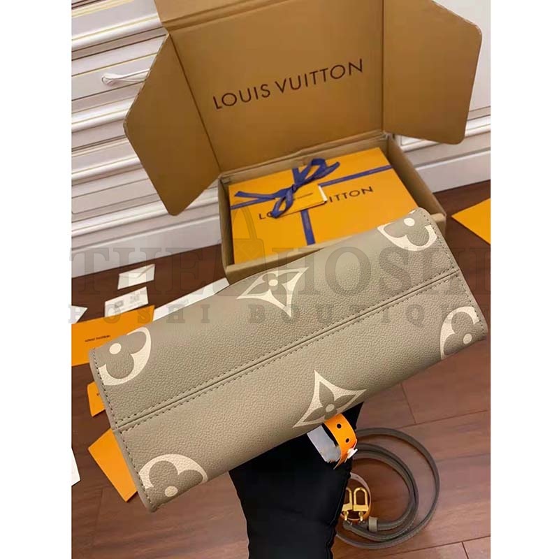 L0vis Vvtt0n LV Women Onthego Tote Beige Embossed Grained Cowhide Leather MM M45494 (35 x 27 x 14 cm)BB M47054 (18 x 15 x 8.5 cm) Master Quality