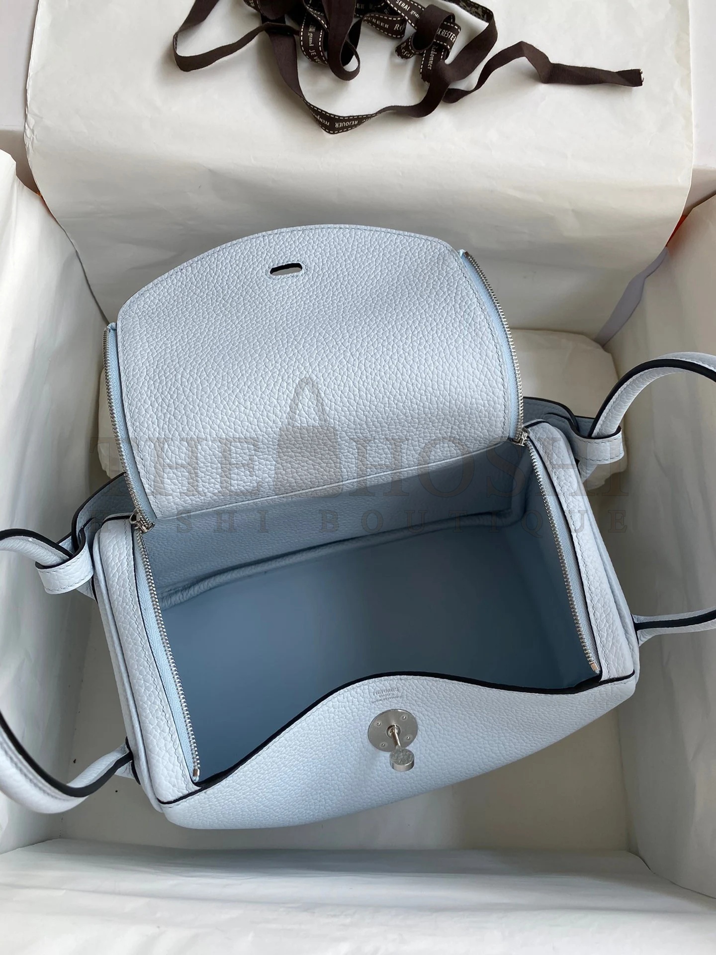 H**me5 Lindy 26 Handmade Bag In Blue Brume Clemence Leather Master Quality