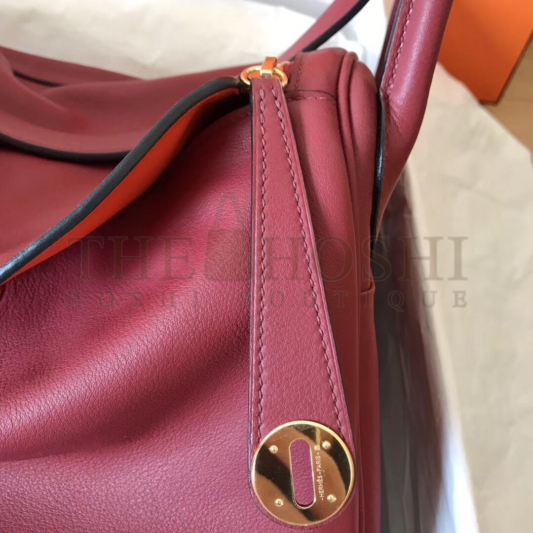 H**me5 Bicolor Lindy 30cm Swift Bordeaux Handmade Bag Master Quality