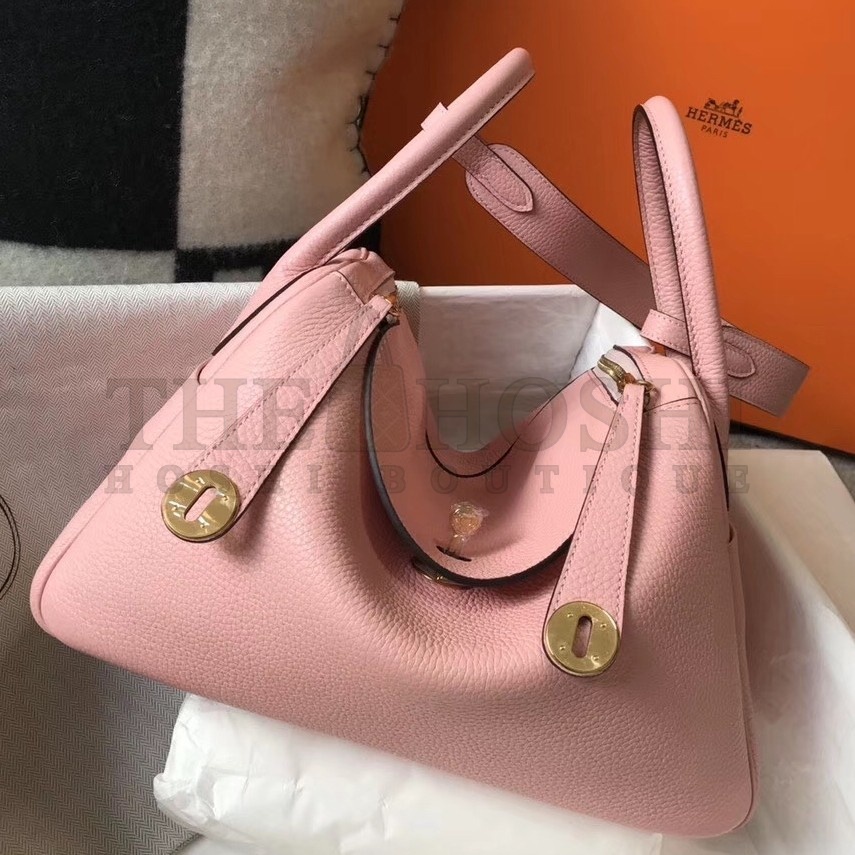 H**me5 Lindy 30cm Bag In Pink Clemence Leather Master Quality