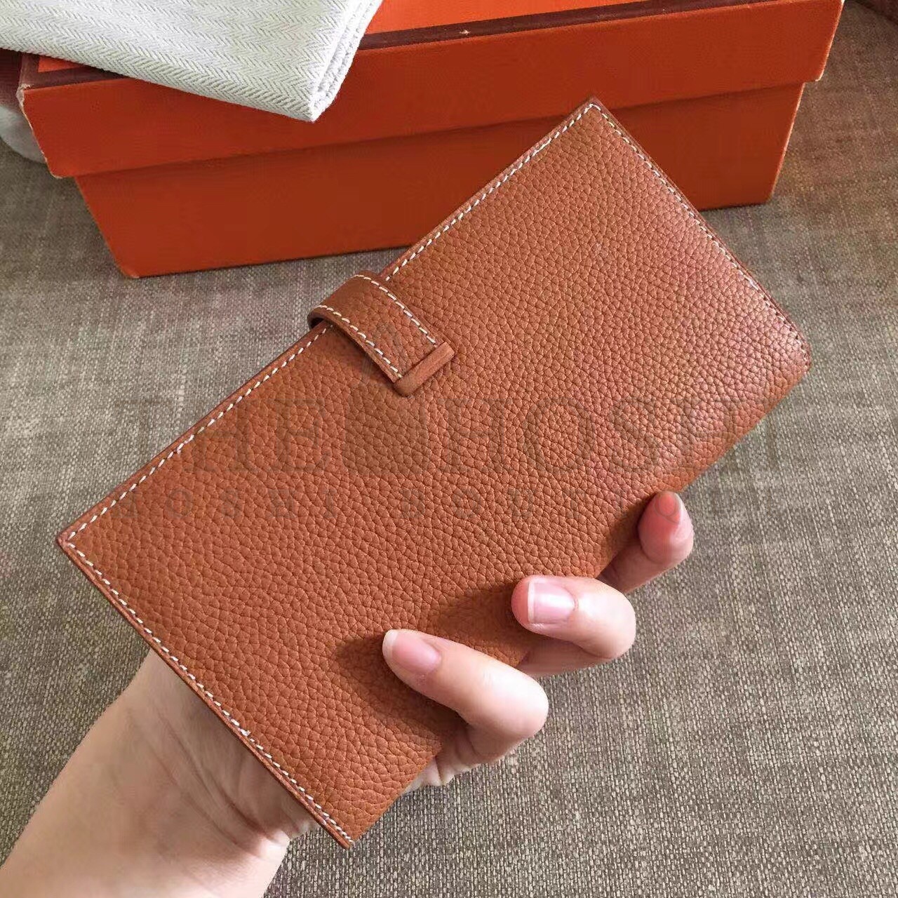 H**me5 Brown Clemence Bearn Gusset Wallet Master Quality