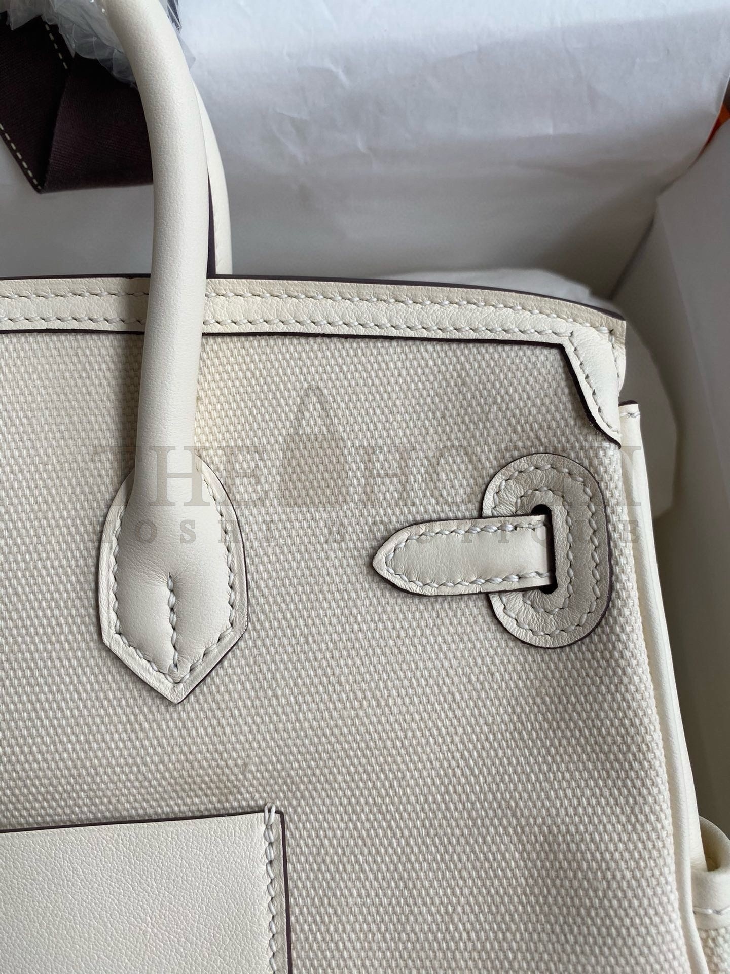 H**me5 Birkin Cargo 25 Bag in Craie Toile and Swift Leather Master Quality