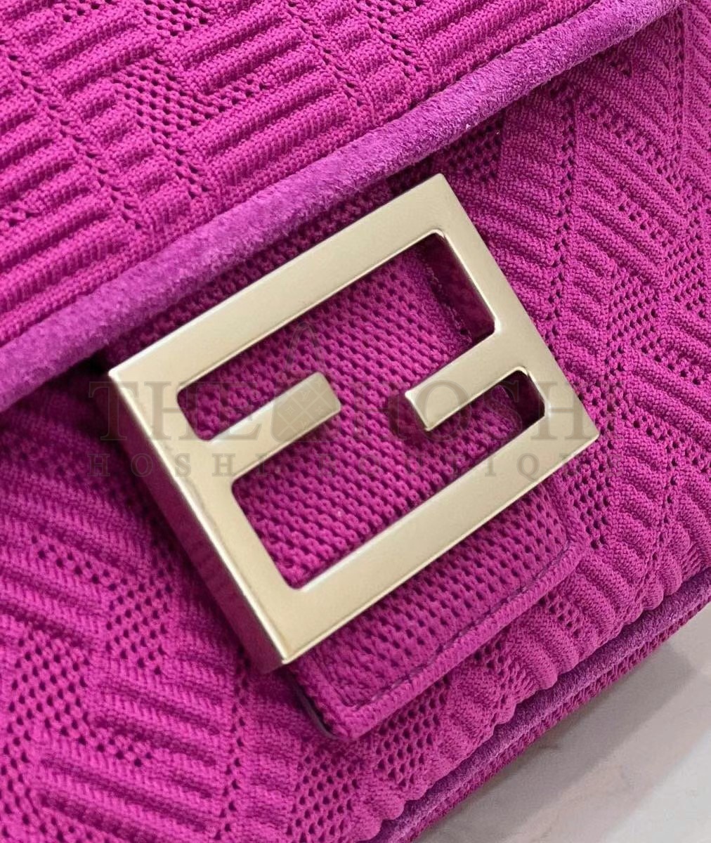F**di Baguette Chain Midi Bag In Fuchsia FF Fabric Master Quality