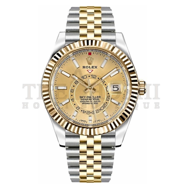 R01ex Sky-Dweller 42mm Champagne Dial Men's Watch 326933-0004 Master Quality