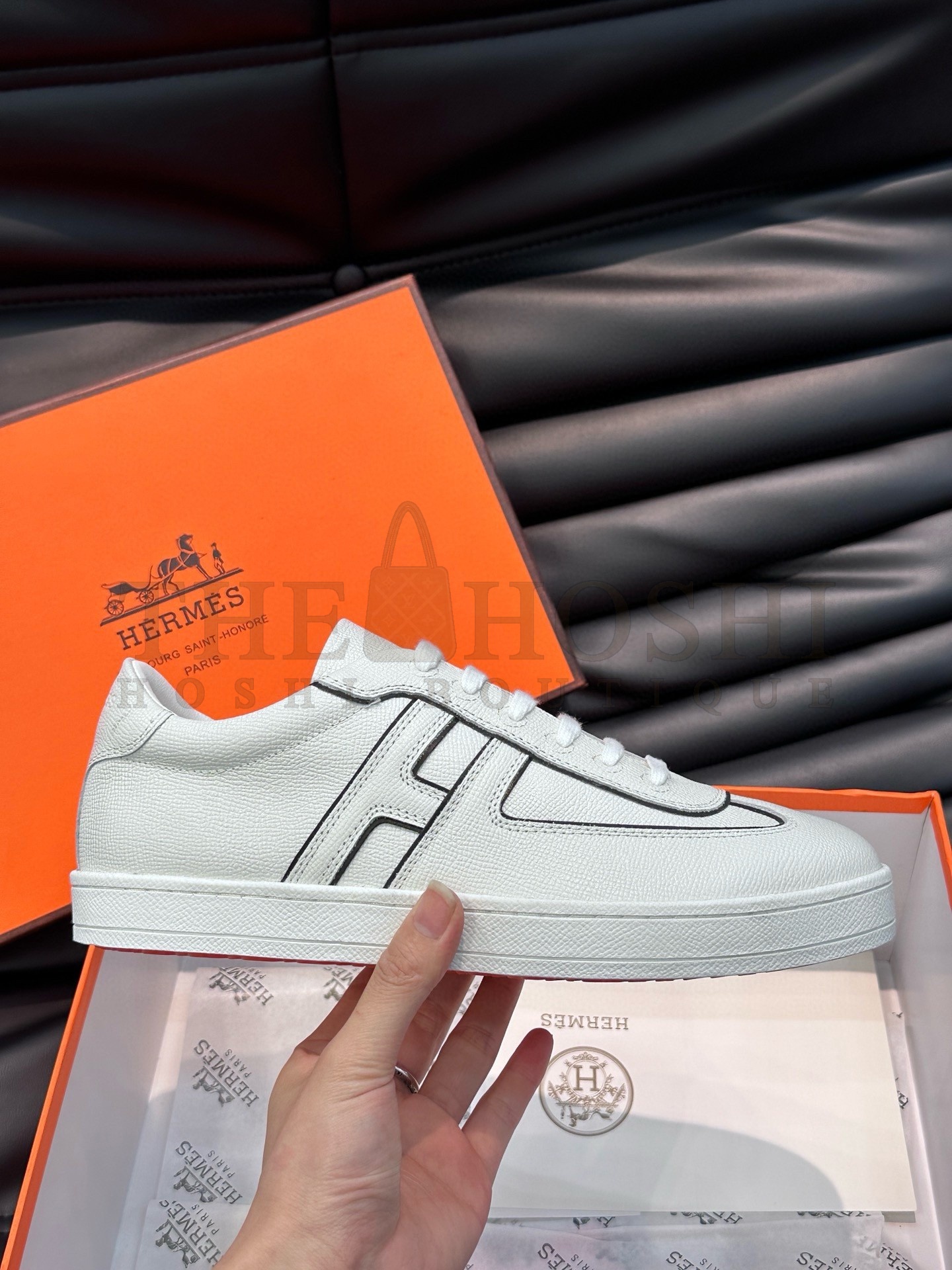 H**me5 Boomerang Sneakers In White Epsom Calfskin Master Quality