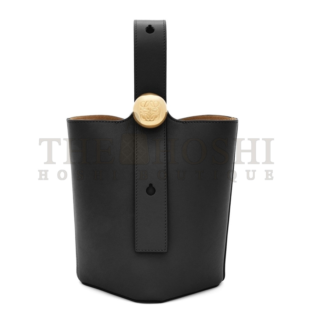 L0ew* Mini Pebble Bucket Bag in Black Calfskin Master Quality
