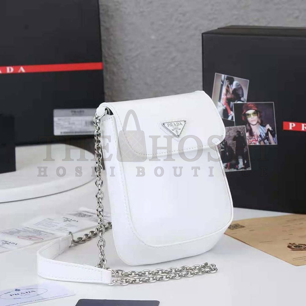 Pra*a Women Brushed Leather Mini-Bag-White Master Quality