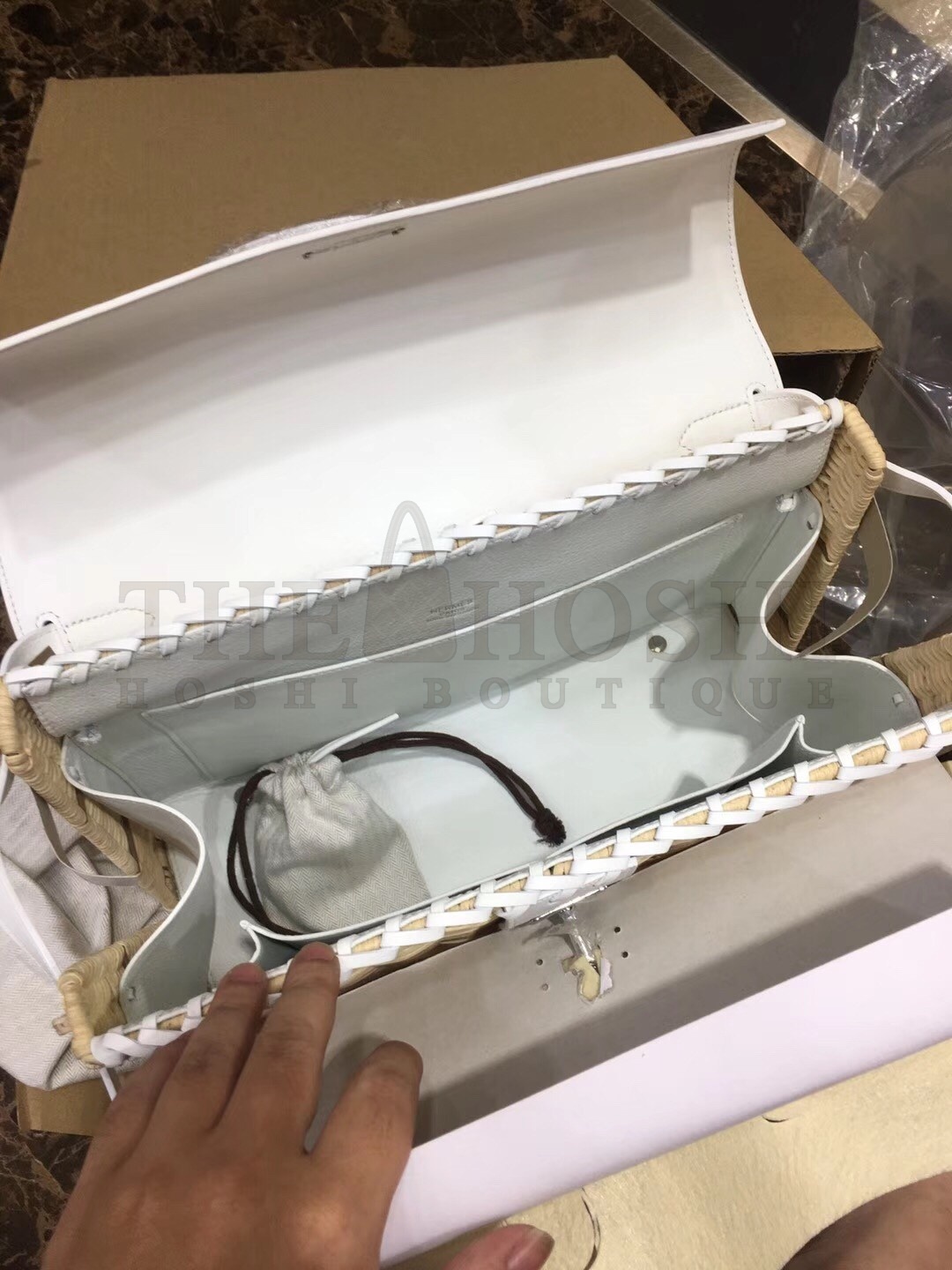 H**me5 White Picnic Kelly 35cm Wicker Bag Master Quality