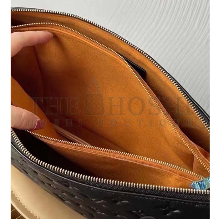 L0vis Vvtt0n LV Women Coussin MM Handbag Black Monogram Embossed Puffy Lambskin Master Quality