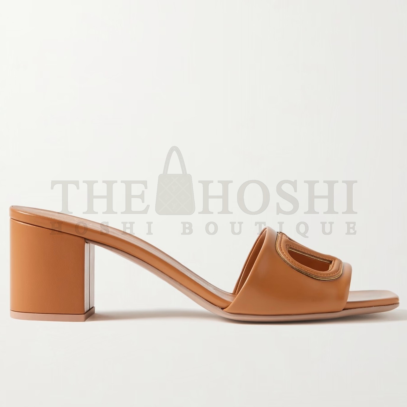 Va1e*ntin0 VLogo Cut-out Slide Sandals 60mm in Brown Leather Master Quality