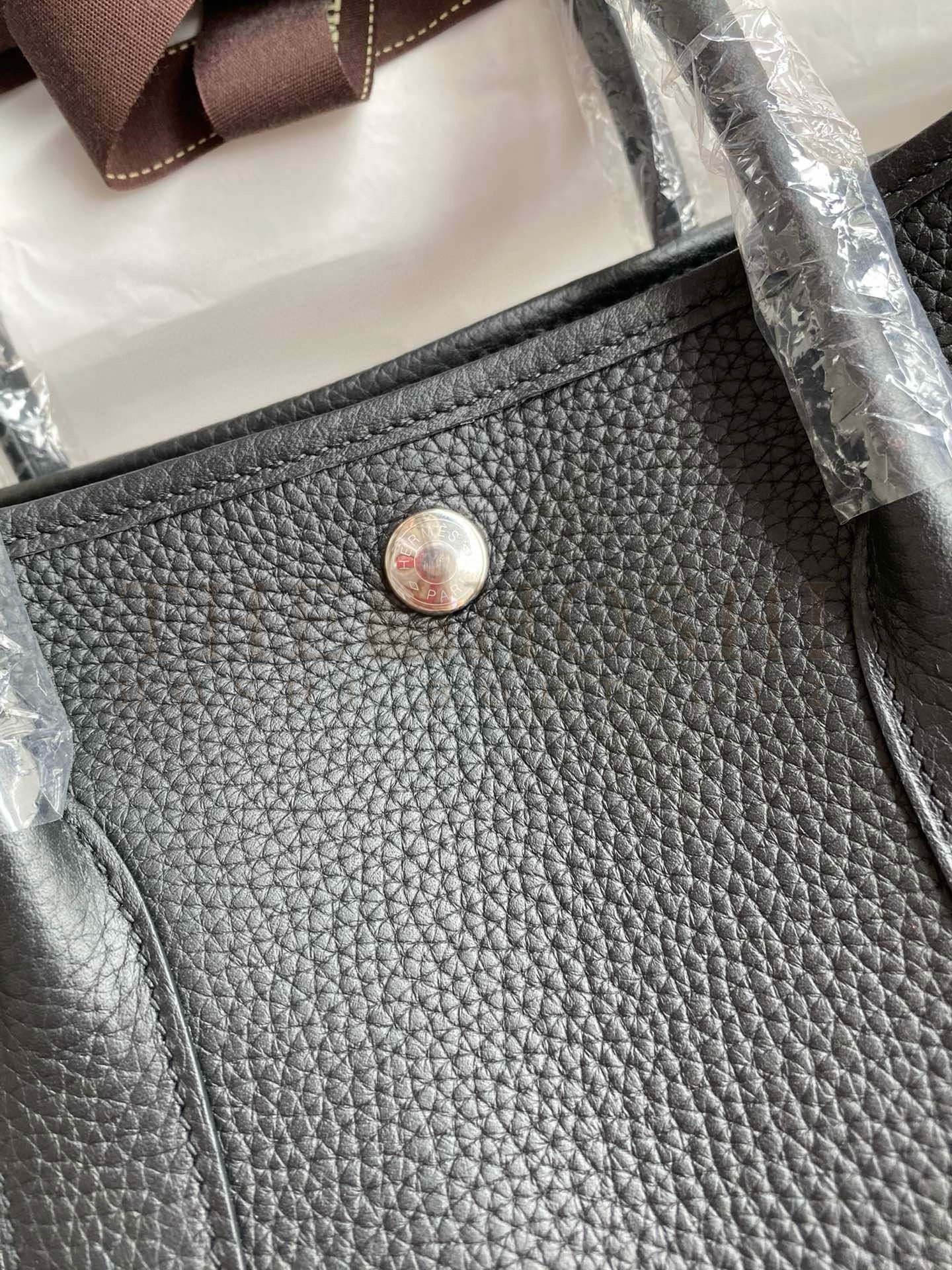 H**me5 Garden Party 30 Handmade Bag in Black Clemence Leather Master Quality