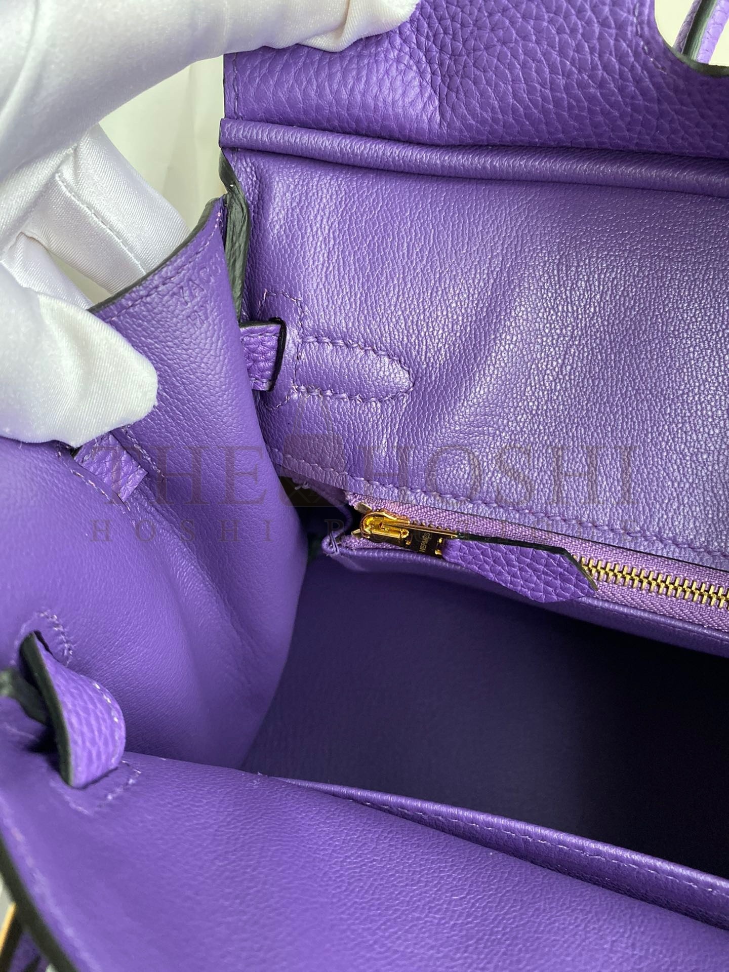 H**me5 Birkin 25 Retourne Handmade Bag In Violet Clemence Leather Master Quality
