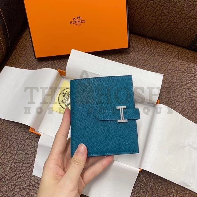 H**me5 Bearn Compact Wallet In Blue Izmir Epsom Leather Master Quality