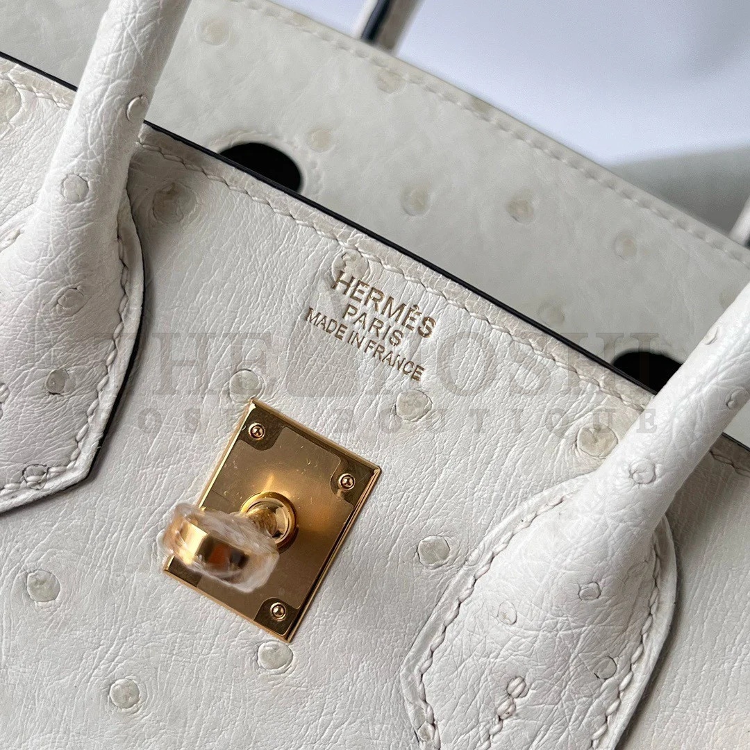 H**me5 Birkin 25 Retourne Handmade Bag In Beton Ostrich Leather Master Quality