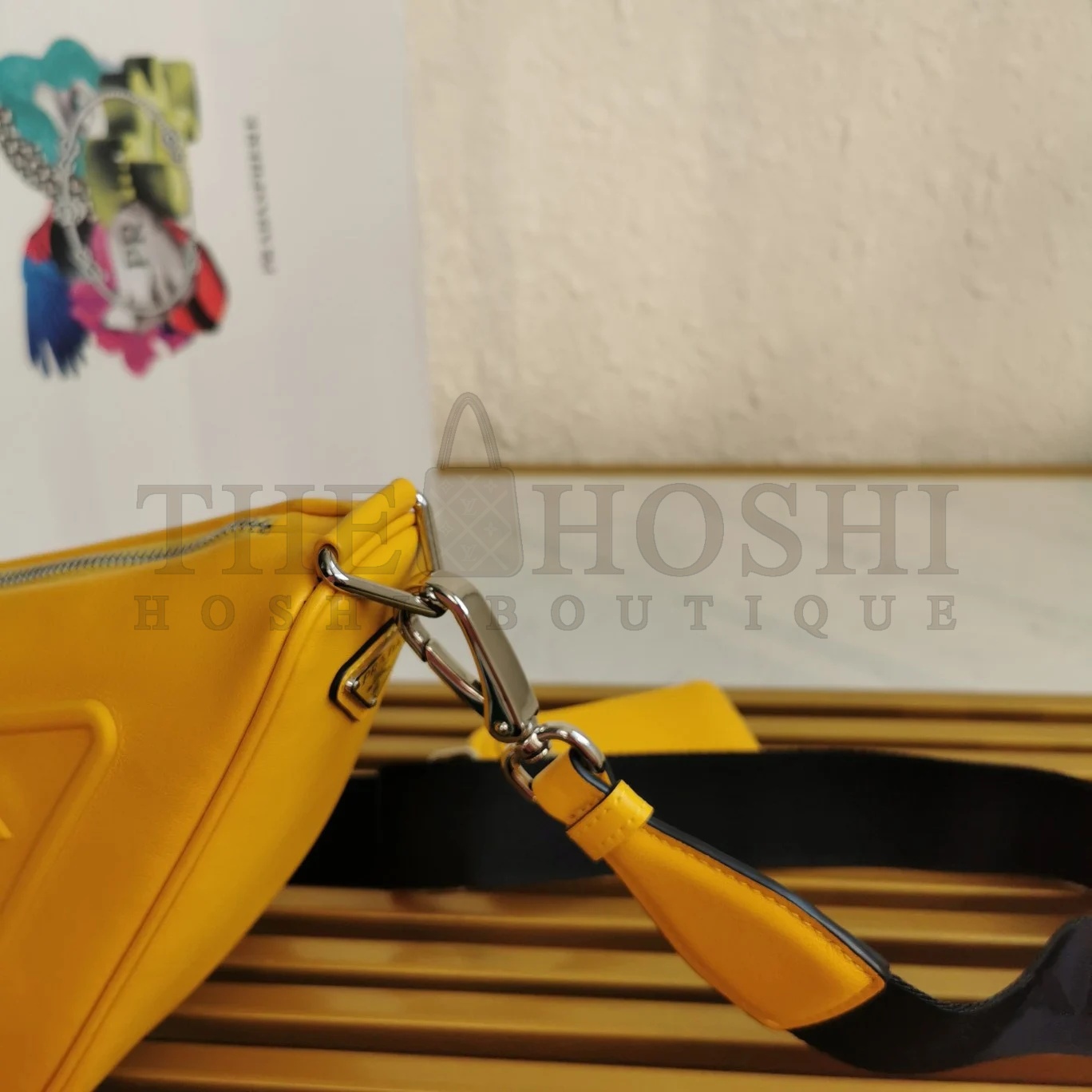 Pra*a Triangle Shoulder Bag In Yellow Calfskin Master Quality