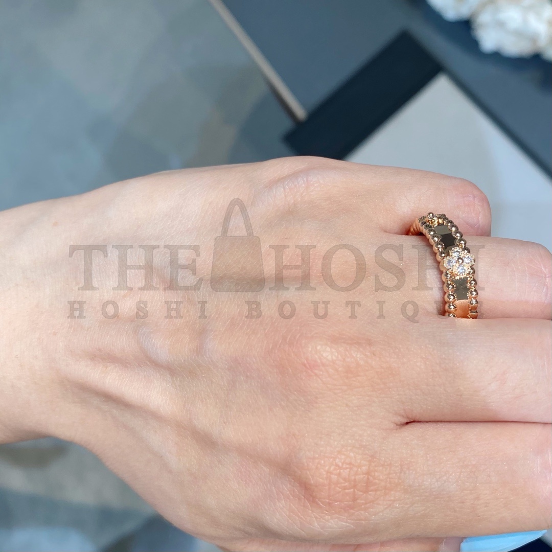 V*n Cl**f Perlée Ring Replica, Rose Gold & White Gold Master Quality